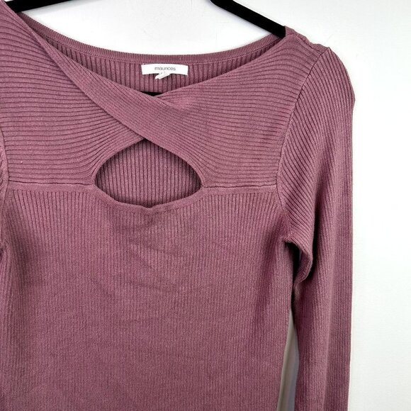 maurices mauve ribbed keyhole long sleeve top size xs - Picture 2 of 8